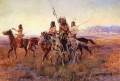 Cuatro indios montados Charles Marion Russell circa 1914 Los indios americanos occidentales Charles Marion Russell